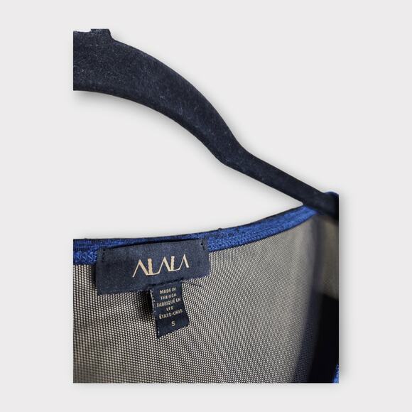 Alala Colorblock Mesh Athleisure Top 3/4 Sleeve Black Blue Women's Small - Picture 4 of 8